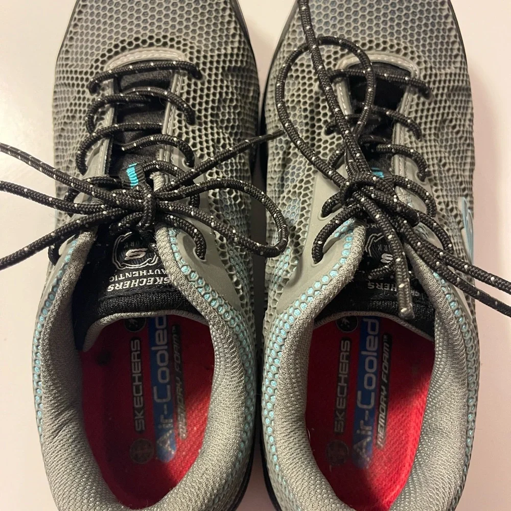 3/$30 Skechers Bulkin Lyndale Gray Mesh Industrial Workshoe Gray with Blue - Picture 4 of 7
